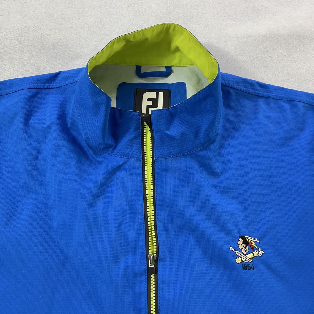 Footjoy Dryjoys Jacket Men XL Blue Yellow Full Zip Hydrolite Phila CC logo FLAWS
